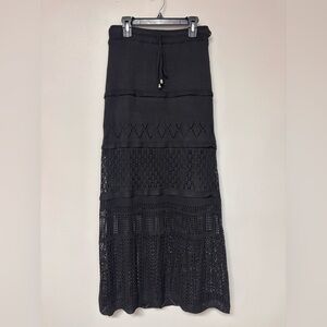 NWT Solitaire skirt boho festival western black crochet pull on maxi M